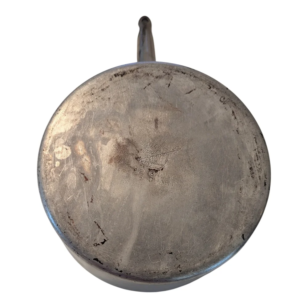 40s-60s MCM Buckeye Real Solid Aluminum Wooster Ohio USA 12 Gauge 3 Qt Pour Pot